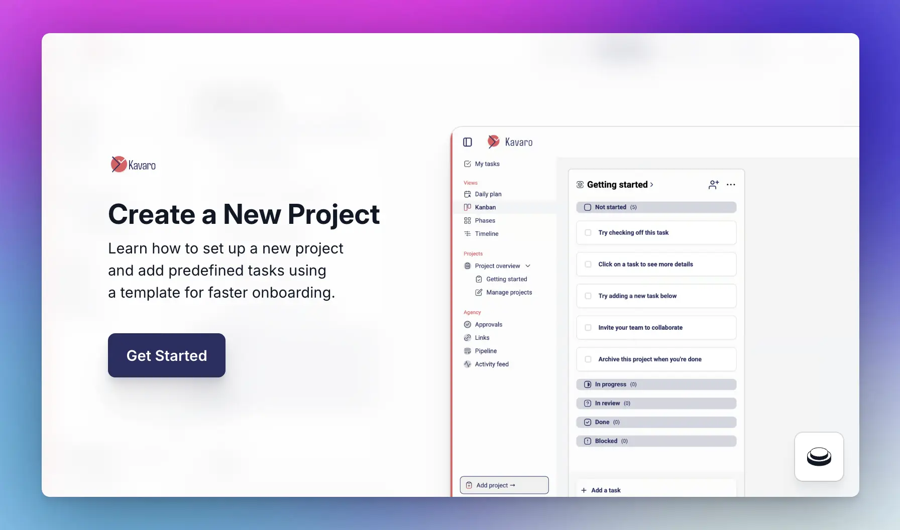 How to create a project in Kavaro