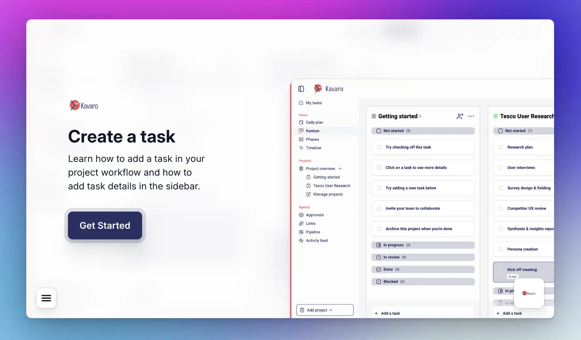 How to create a task in Kavaro