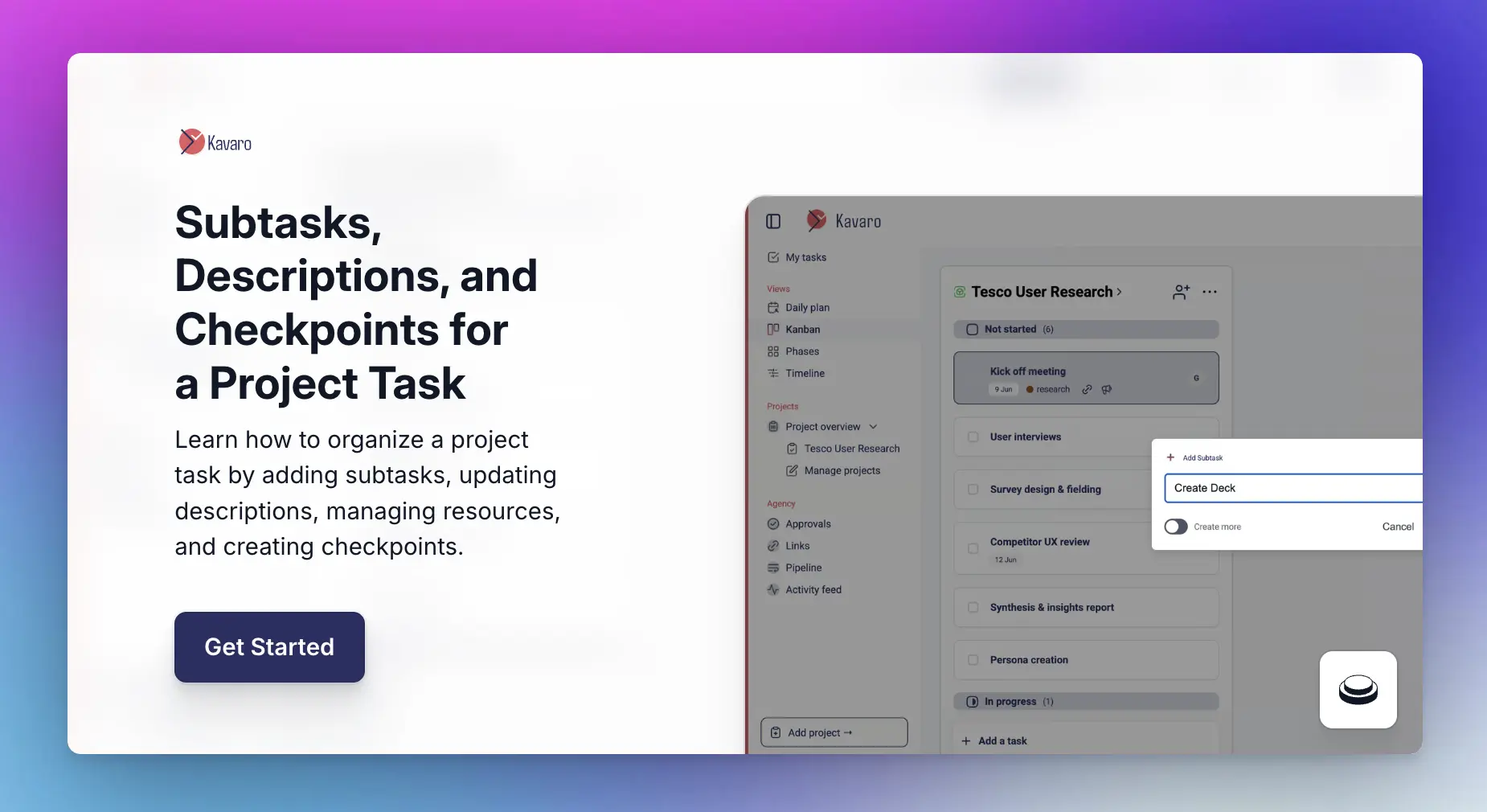 How to use the task sidebar in Kavaro