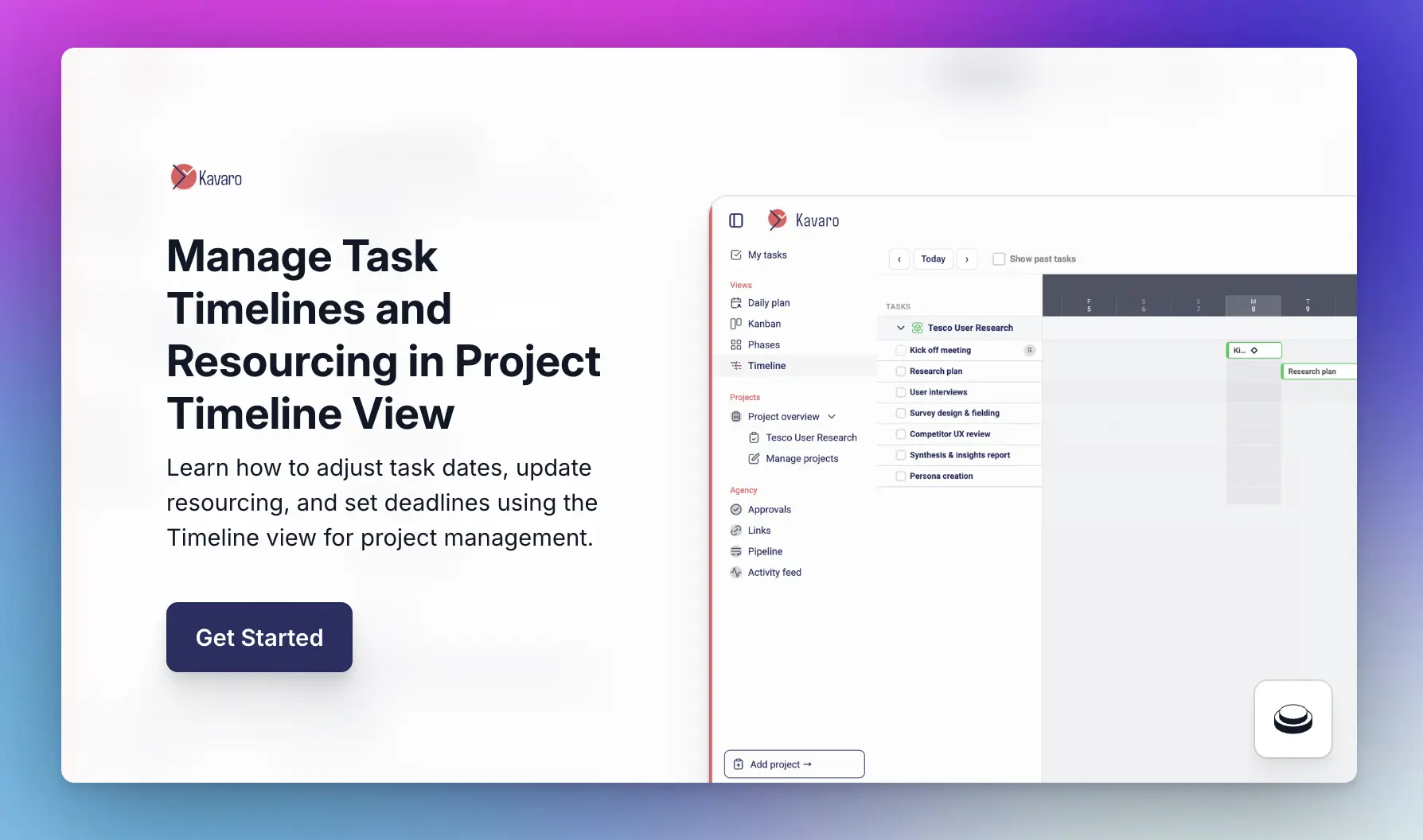 How to use timeline and resourcing in Kavaro
