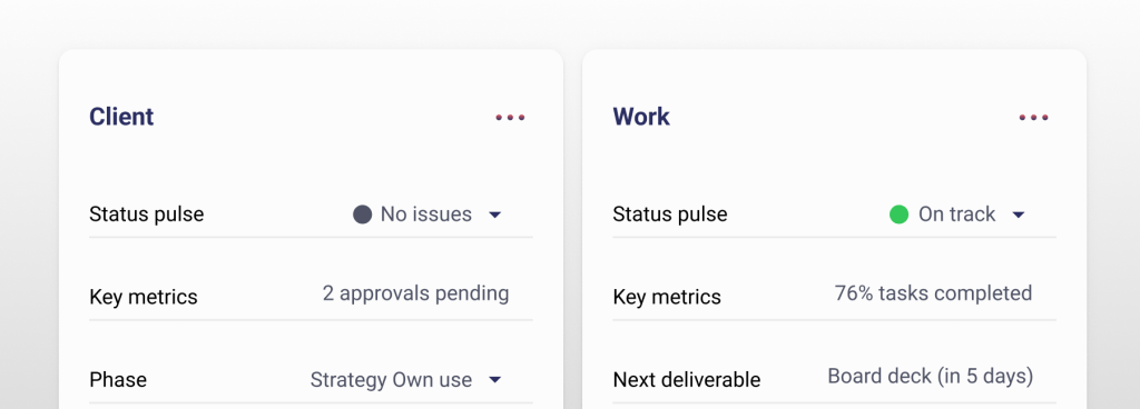 Show at a glance how healthy a project is, which you can manually override 